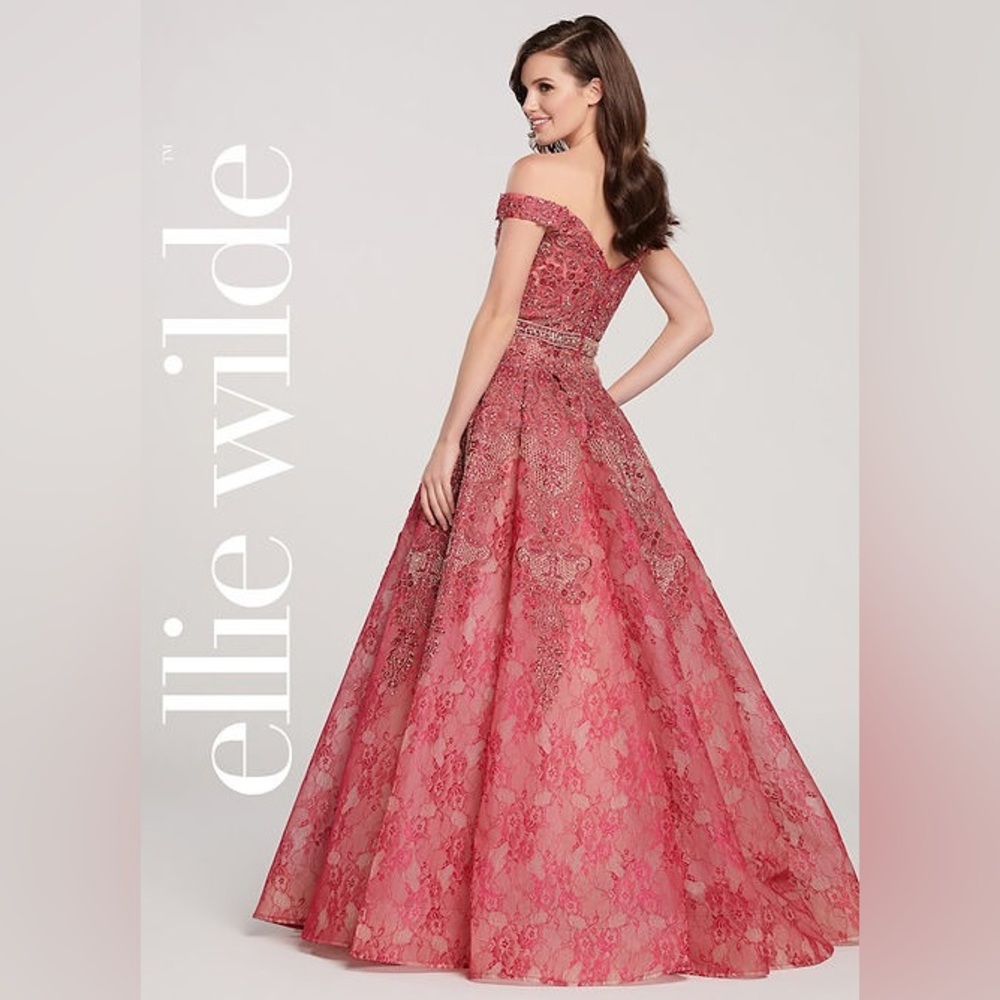 NEW ELLIE WILDE EW119027 Cranberry Sweetheart Ball Gown - Size 12